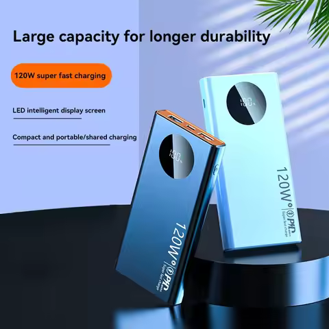 120W Super Fast Charging 500000mAh High Capacity Power Bank Thin Light Digital Display Power Bank Fo