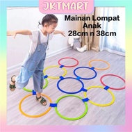 JKTMART Unisex Children's Jumping Toy Jingkat Hoop Jumping Set Ring 28cm & 38cm Hopscotch Toys for G