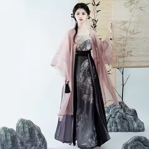Chinese Hanfu Dress Women Party Outfit Chinese Tang dynasty Ancient Printed Fashion Hanfu Summer Chi