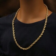 1Piece 7mm Width 60cm Rope Chain Necklace For Men Jewelry Wholesale 316L Stainless Steel Gold Color 