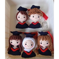 Handmade Crochet Half body Graduation doll keychain 🎓_半身款毕业生针织娃娃挂件