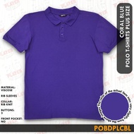 Plus Size Men's Polo T Shirt With 3 button No Pocket Color Coral Blue Code POBDPLCBL