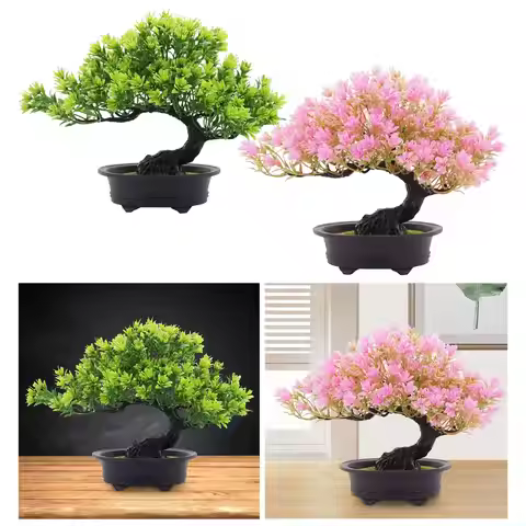 Artificial Bonsai Tree Japanese Pine Bonsai Indoor Fake Plants Bonsai Tree for Desk Living Room Offi