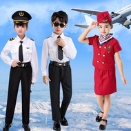 Children's Captain Set Pilot Uniform Stewardess For Children Career Role Play Flight Attendants