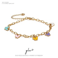 18K Gold Plated Stainless Steel Enamel Contemporary Anklet