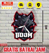 JAM DINDING TEMPEL TEMBOK LOGO ONIC ESPORTS BOOM SERBA SERBI DEKORASI HIASAN PAJANGAN UNIK DAN KEREN