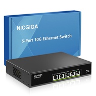 NICGIGA 5 Port 10G Ethernet Switch Unmanaged, with 5X 10Gb Base-T RJ45 Ports, 10Gbps Network Switch 
