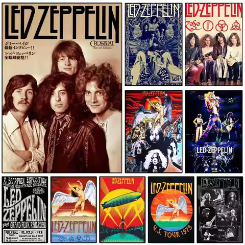Band Led Zeppelin Poster Art With Prints Home Bedroom Living Room Decoration Gift