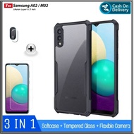 3IN1 PACKAGE Case Samsung Galaxy A02, M02 Hard Soft Armor Shockproof TPU HD Transparent Acrylic Casi