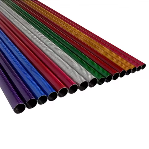 2 Pieces Length 500mm 3K Colored Carbon Fiber Tube Hardness Composite Material I.D 3/4/6/8/9/10/12/1