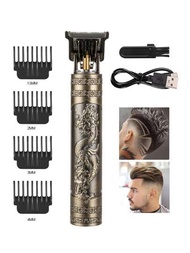 1入組可充電便攜男士理髮器,青銅龍設計,合適的適用於家庭和專業理髮店使用
