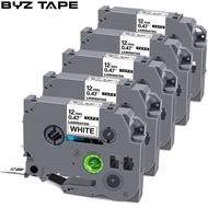 BYZ TAPE 5 Pack Label Maker Tape TZe231 12mm 0.47 Inch Laminated White Tz Tape Replacement Compatibl