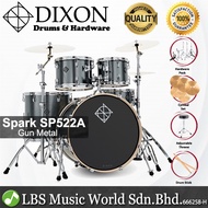 Dixon Spark SP522AGM Drum Set Complete Standard 5 Piece Drum Kit Bundle Gun Metal