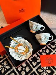 愛馬仕叢林系列花邊款骨瓷咖啡杯套裝