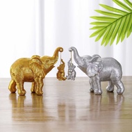 [Ready Stock] Golden Elephant Cradle Decoration Resin Golden Elephant Baby Elephant Home Decoration 