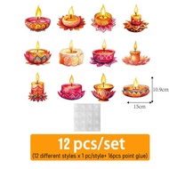 【 24 cái/bộ 】 Đồ trang trí lễ hội Diwali Ấn Độ Miếng Dán Tường Deepavali mới 2024 miếng dán cửa sổ t