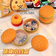 Cute Burger Portable Pill Box Separate Pill Box Burger Pill Box Portable Pill Box 6 Compartments Pil