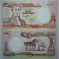 P- 426A 哥倫比亞100比索1991.8.7版全新保真收藏紙鈔Colombia#紙幣#錢幣#外幣