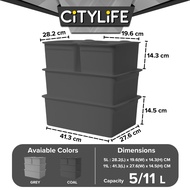 (1 SET) Citylife 5L/11L Stackable Storage Box Desk Container Storage Container With Lid X-609798