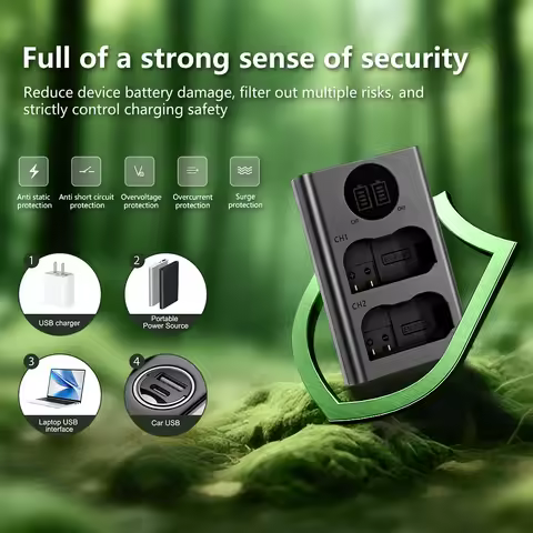 EN-EL15 EL15a EL15b EL15c LCD Dual Charger For Nikon Z6 Z7 D750 D850 D7000 D7100 D7200 D7500 D500 D6