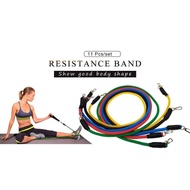 11in1 Alat Tali Resistance Band Bahan Karet Untuk Stretching Olahraga Gym Fitness Yoga Pull Up Kaki Tangan Di Rumah Rumahan Full Set Lengkap TaffSPORT