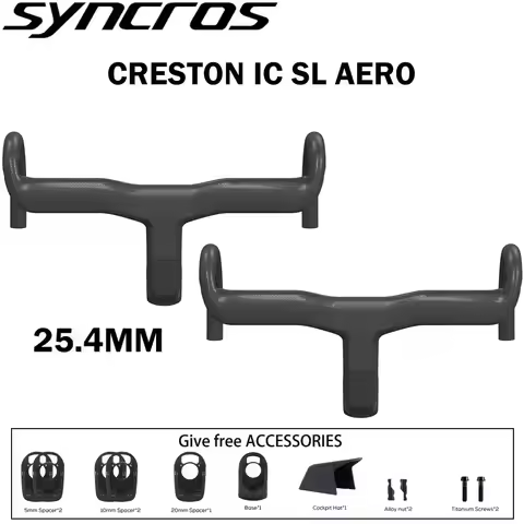 Syncros 25.4mm Carbon Creston IC SL AERO Integrated Cockpit Road Bike Handlebar Integrated Cables Di
