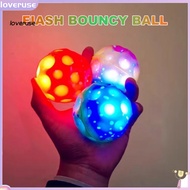 /LO/ Moon-like Ridges Bouncing Ball Polygonal Shape Bounce Ball Fun Led Light-up Ball with Sound Eff