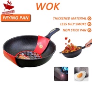Wok Frying Pan Korean Non-stick 30cm Wok With Lid And Wooden Spatula Lightweight Stone Coating Easy To Clean