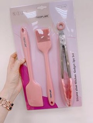 Neoflam韓國粉色烘焙組三件組刮刀夾子油刷