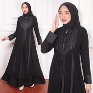 RINA BUSANA - COD - (BUSUI) Gamis abaya hitam polos full resleting - Gamis hitam elegan dan mewah - Baju gamis abaya turkey hitam polos