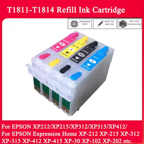 einkshop T1811-T1814 Refill Ink Cartridge For EPSON XP212/XP215/XP312/XP315/XP412/XP415XP30/XP102/XP
