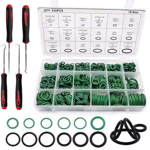 O-Rings Kit Nitrile Rubber Oring Assortment with 4 Hook Set for Various Car Auto Vehicle Repair Plum