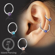 BCR stainless steel piercing with semi-pure stone, tragus piercing, daith, helix or eyebrows earring