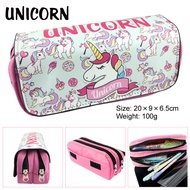 Cartoon Unicorn Animal PU Pencil Case Bag Student Stationery Bag Storage Cosmetic Bag