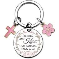 Bible verse stainless steel Keychain Ps 46:10