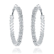 Gemini Women's Silver Plated CZ Diamonds Big Large Hoop Party Wedding Earring Valentine's Day Gifts 