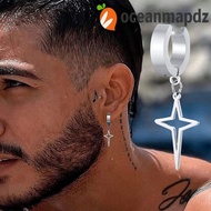 OCEANMAPDZ Cross Clip Earring Simple Hip Hop Gift Male Drop Earring Fake Piercing Non-Piercing Earri