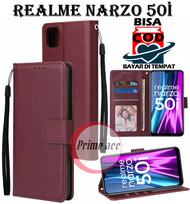 REALME NARZO 50i FLIP CASE - LEATHER CASE FLIP UNTUK REALME NARZO 50i / FLIP WALLET KULIT UNTUK REAL