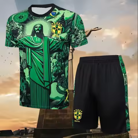 Brazilian Male God Yellow Football Jersey Set Is A Hot-selling New 2025 3D Sports Sweat-absorbing Tr