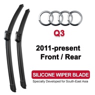 Car Wiper Blade for Audi Q3 2011-present (8UB/F3) front rear silicone windshield wiper blade
