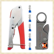 [1fnejakblh.ph] 7pc Coax Cable Crimper Coaxial Compression Tool Kit Wire Stripper with F RG6 RG59 Co