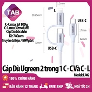 Cáp Dù Ugreen 2 Trong 1 C To C Và C To L 5A 100w Có MFI L702 - Bảo Hành 12 Tháng