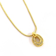 【日本直購．近乎全新】Christian Dior CD 項鍊 金屬/萊茵石 金色 古董飾品