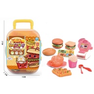 HYG Toys HYG Food Trolley Set Gifts Children's Play House Toys Hamburger Trolley Case Girls' Kitchen Toys