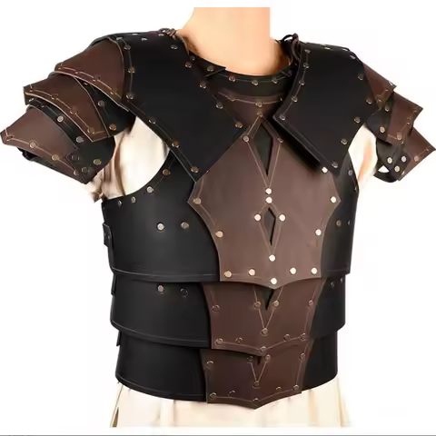 Medieval Roman Gladiator Shoulder Chest Armor Viking Knight Cosplay Costume Steampunk PU Leather Bre