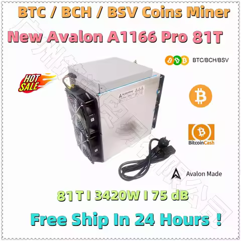 Free Shipping BTC BCH Miner Used Avalon A1166 Pro 81T With PSU Better Than AntMiner S17+ S17e T17 Wh