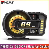 A590S OBD+GPS Speedometer Dual System Head Up Display Car OBD+GPS HUD Gauge Digital Meter Water/Oil 