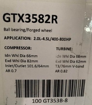 GTX3582R-66 GTX3582 GTX Turbo Billet Compressor Wheel Vband Selectable A/R T3 Dual Ceramic Ball Bear
