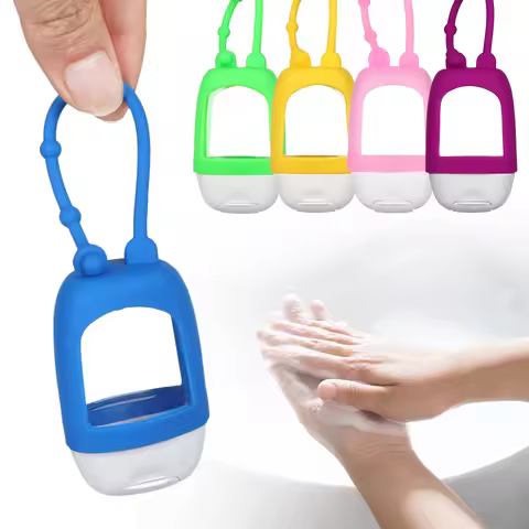 30ml Portable Hand Sanitizer Bottle Reusable Travel Durable Silicone Keychain Holder Gel hand Soap E