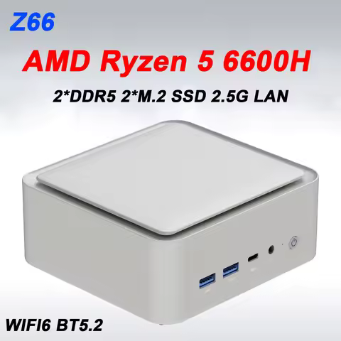 SZBOX Z66 AMD Ryzen 5 6600H MINI PC Windows 11 DDR5 5600Mhz M.2 PCIe SSD WIFI6 BT5.2 2.5G Lan Desk M